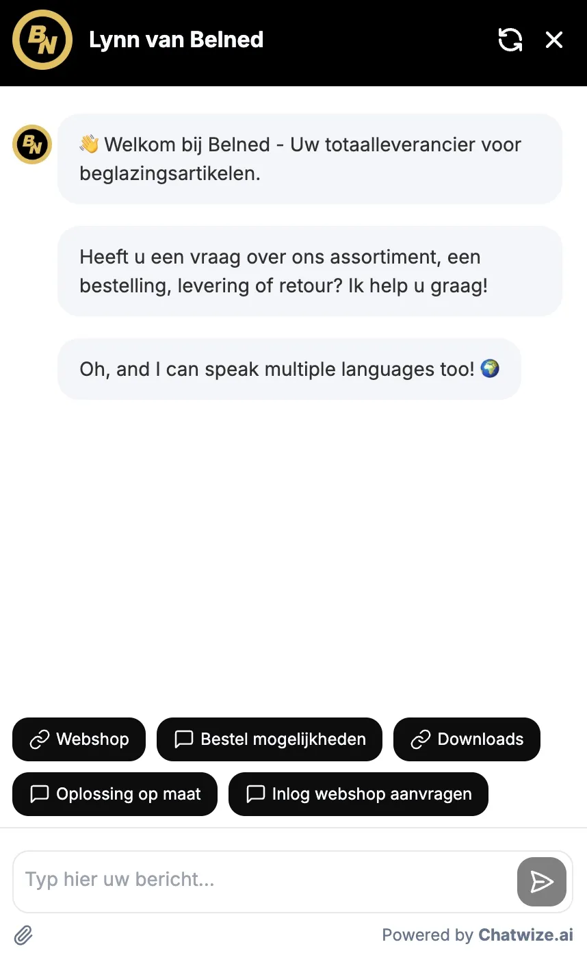 Belned chatbot styled to the brand