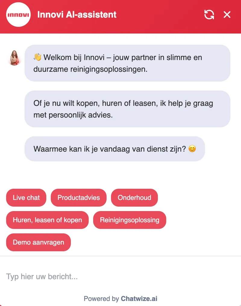 Innovi product shown inside the chatbot interface